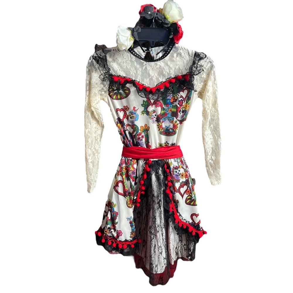 Yandy Party King La Novia Child Day Of The Dead Bride Costume Black Cream Large